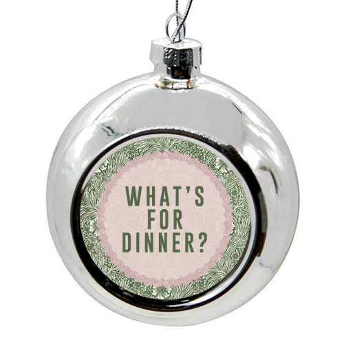 What's For Dinner? Green/Pink - colourful christmas bauble by The 13 Prints