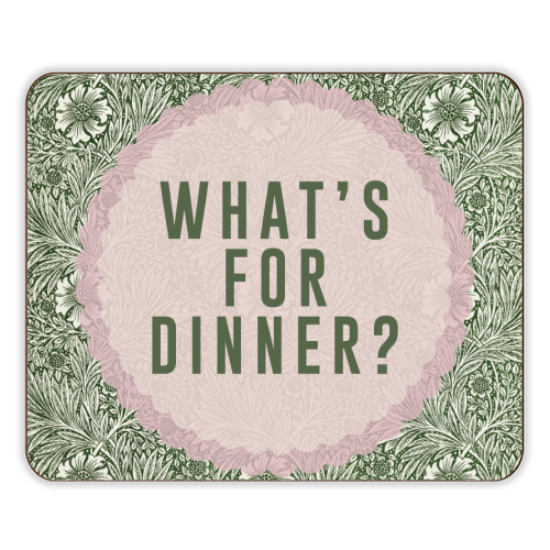 What's For Dinner? Green/Pink - designer placemat by The 13 Prints