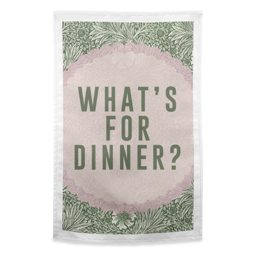 What's For Dinner? Green/Pink - funny tea towel by The 13 Prints