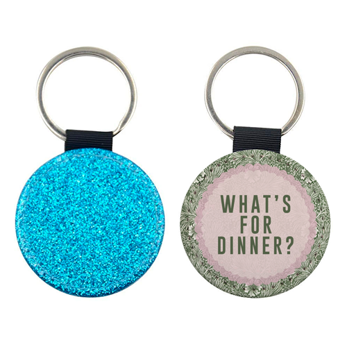 What's For Dinner? Green/Pink - keyring by The 13 Prints