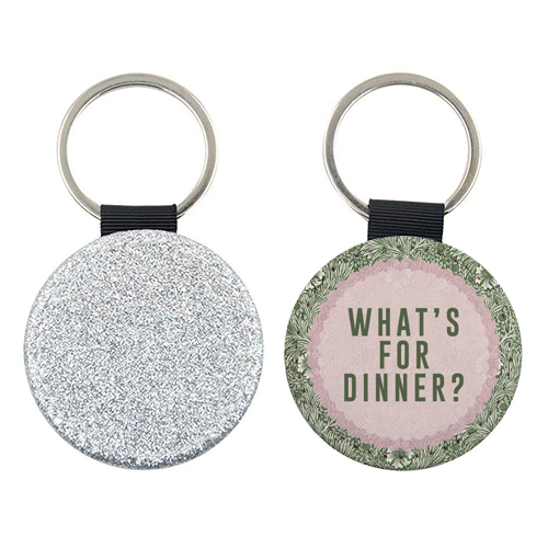 What's For Dinner? Green/Pink - keyring by The 13 Prints