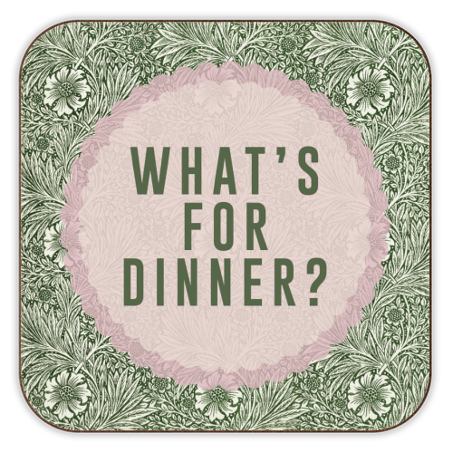 What's For Dinner? Green/Pink - personalised beer coaster by The 13 Prints