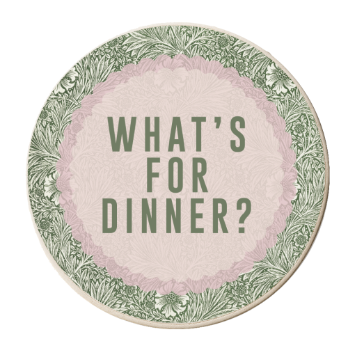 What's For Dinner? Green/Pink - personalised beer coaster by The 13 Prints