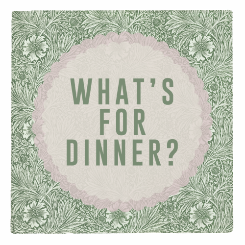 What's For Dinner? Green/Pink - personalised beer coaster by The 13 Prints