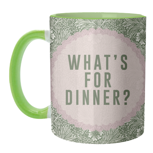 What's For Dinner? Green/Pink - unique mug by The 13 Prints