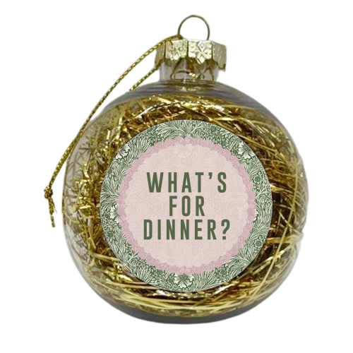 What's For Dinner? Green/Pink - xmas bauble by The 13 Prints