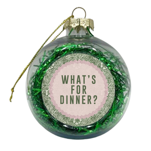 What's For Dinner? Green/Pink - xmas bauble by The 13 Prints