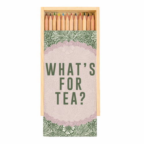 What's For Tea? Green/Pink Kitchen - Coloured Pencils with Box by The 13 Prints