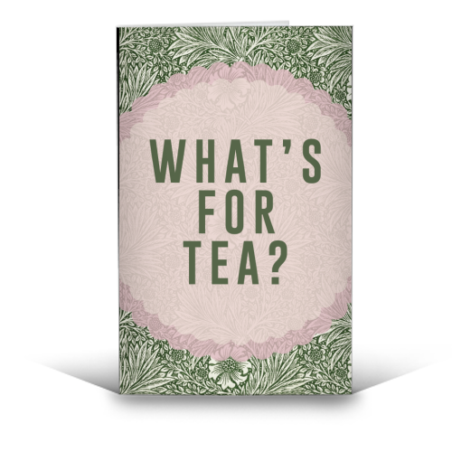 What's For Tea? Green/Pink Kitchen - funny greeting card by The 13 Prints