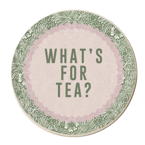 What's For Tea? Green/Pink Kitchen - personalised beer coaster by The 13 Prints