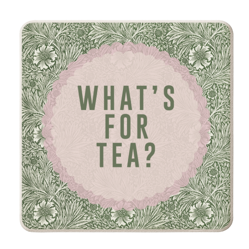 What's For Tea? Green/Pink Kitchen - personalised beer coaster by The 13 Prints