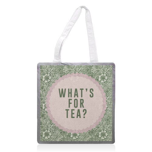 What's For Tea? Green/Pink Kitchen - printed canvas tote bag by The 13 Prints