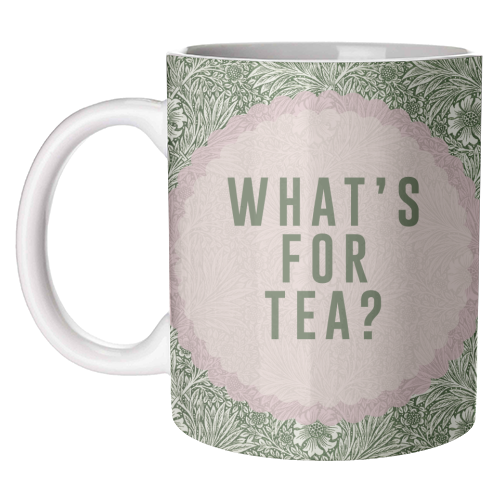What's For Tea? Green/Pink Kitchen - unique mug by The 13 Prints