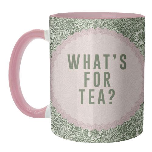 What's For Tea? Green/Pink Kitchen - unique mug by The 13 Prints
