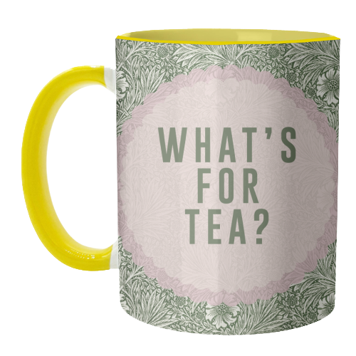What's For Tea? Green/Pink Kitchen - unique mug by The 13 Prints