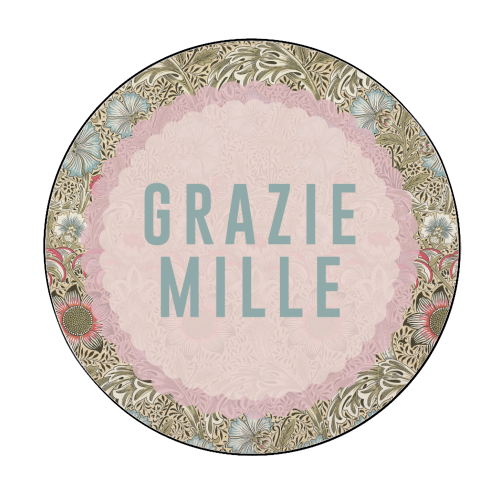 Grazie Mille - Circle Sticker by The 13 Prints