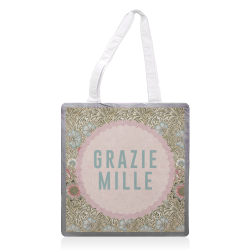 Grazie Mille - printed canvas tote bag by The 13 Prints