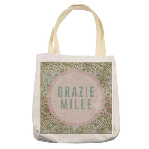 Grazie Mille - printed canvas tote bag by The 13 Prints