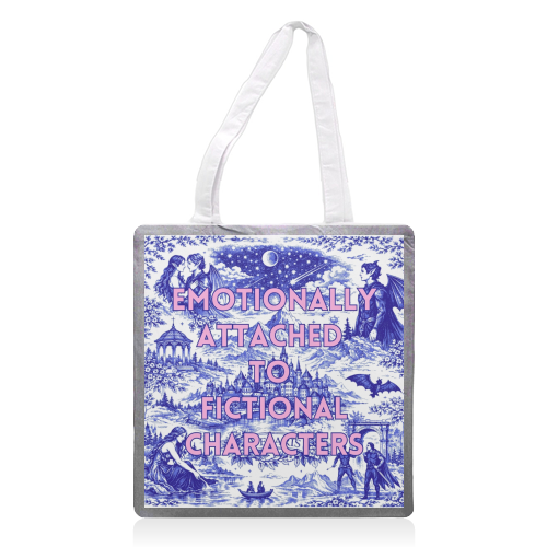 Emotionally Attached to Fictional Characters - printed canvas tote bag by Lilly Rose