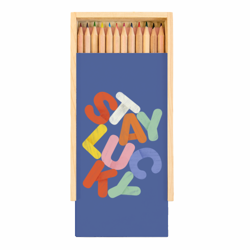 Stay Lucky: A Colorful Reminder of Positivity - Coloured Pencils with Box by Ania Wieclaw