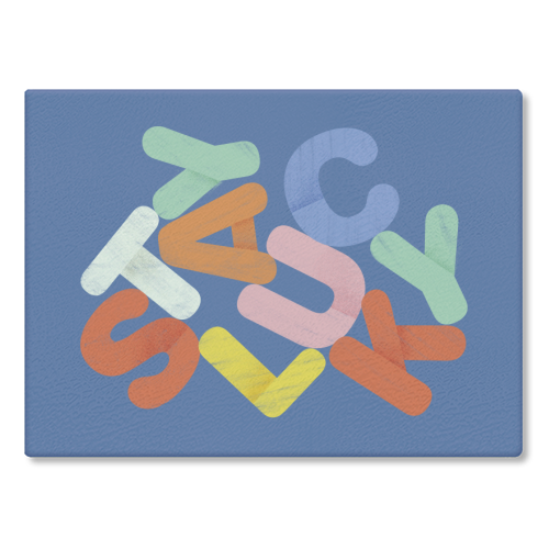 Stay Lucky: A Colorful Reminder of Positivity - glass chopping board by Ania Wieclaw