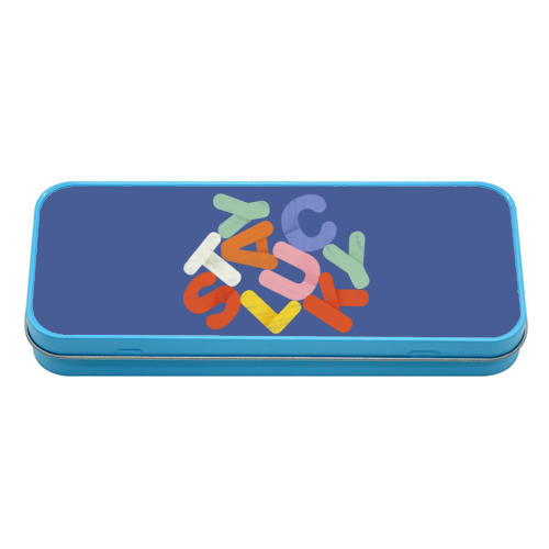 Stay Lucky: A Colorful Reminder of Positivity - tin pencil case by Ania Wieclaw