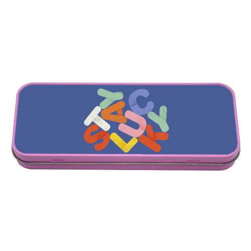 Stay Lucky: A Colorful Reminder of Positivity - tin pencil case by Ania Wieclaw