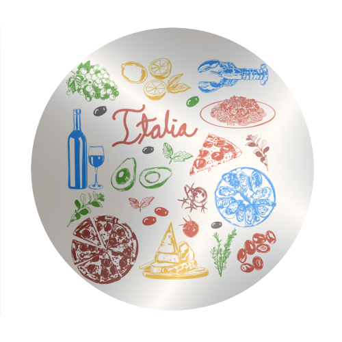 Italy Food Doodles Colorful Mediterranean Cuisine Illustration - Circle Sticker by EZbie