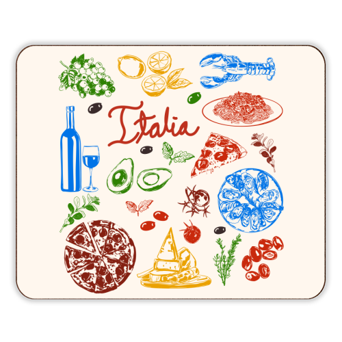 Italy Food Doodles Colorful Mediterranean Cuisine Illustration - designer placemat by EZbie