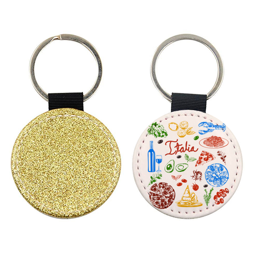 Italy Food Doodles Colorful Mediterranean Cuisine Illustration - keyring by EZbie