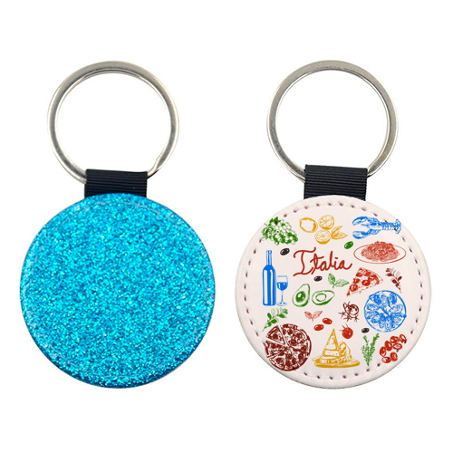 Italy Food Doodles Colorful Mediterranean Cuisine Illustration - keyring by EZbie
