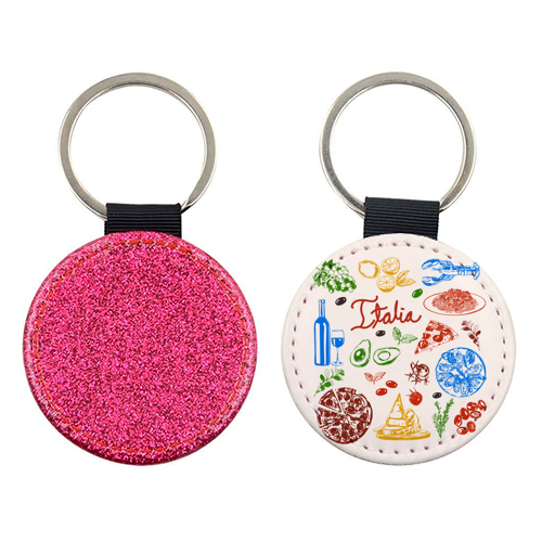 Italy Food Doodles Colorful Mediterranean Cuisine Illustration - keyring by EZbie