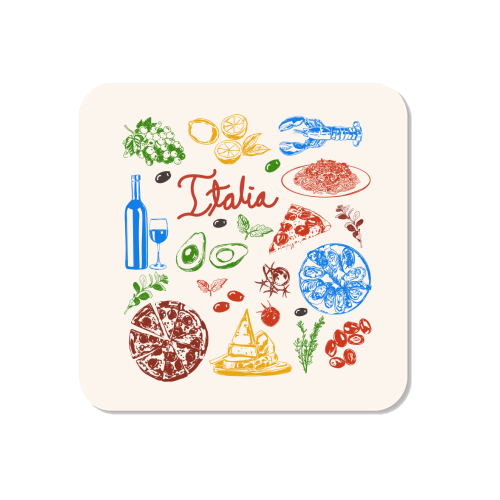 Italy Food Doodles Colorful Mediterranean Cuisine Illustration - Magnet by EZbie
