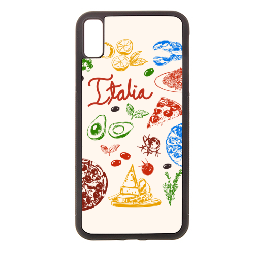 Italy Food Doodles Colorful Mediterranean Cuisine Illustration - stylish phone case by EZbie
