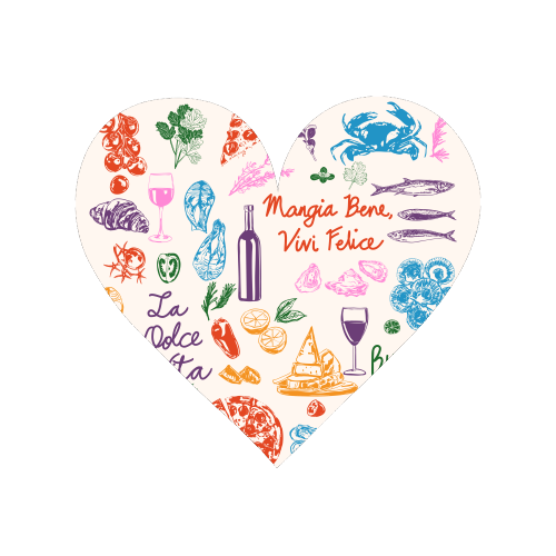 Italian Foodie Doodles – La Dolce Vita Pizza Pasta Wine Illustration - Magnet by EZbie