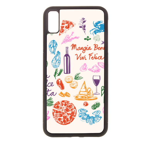 Italian Foodie Doodles – La Dolce Vita Pizza Pasta Wine Illustration - stylish phone case by EZbie