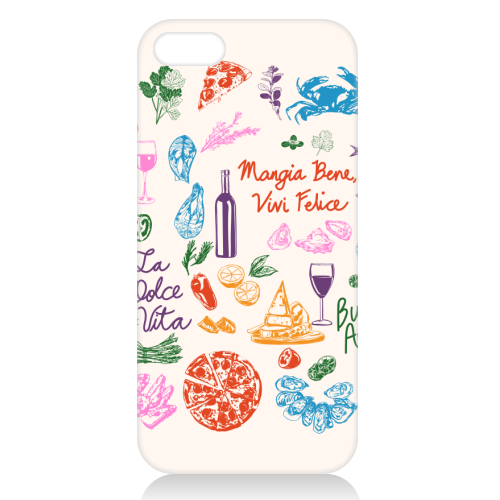 Italian Foodie Doodles – La Dolce Vita Pizza Pasta Wine Illustration - unique phone case by EZbie