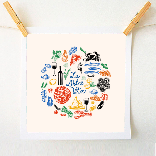 La Dolce Vita Mediterranean Food Illustration - A1 - A4 art print by EZbie
