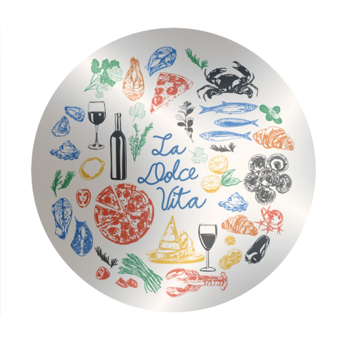 La Dolce Vita Mediterranean Food Illustration - Circle Sticker by EZbie