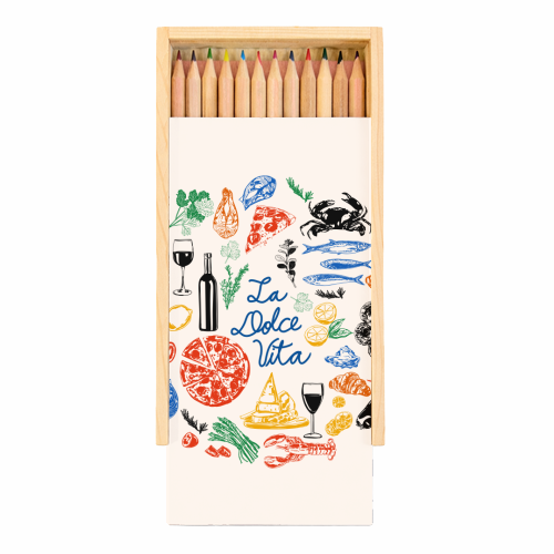 La Dolce Vita Mediterranean Food Illustration - Coloured Pencils with Box by EZbie