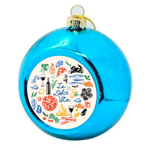 La Dolce Vita Mediterranean Food Illustration - colourful christmas bauble by EZbie