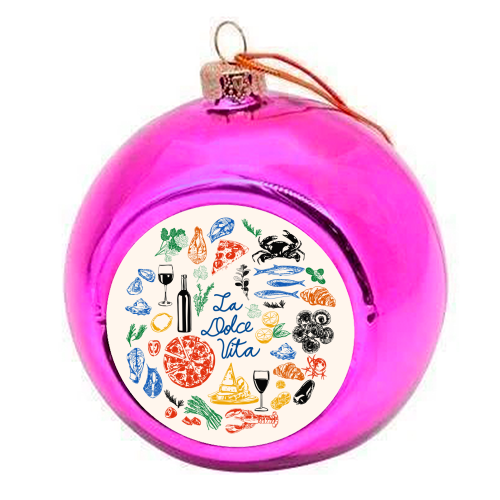 La Dolce Vita Mediterranean Food Illustration - colourful christmas bauble by EZbie