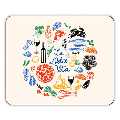 La Dolce Vita Mediterranean Food Illustration - designer placemat by EZbie