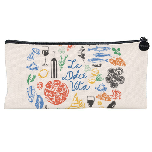 La Dolce Vita Mediterranean Food Illustration - flat pencil case by EZbie