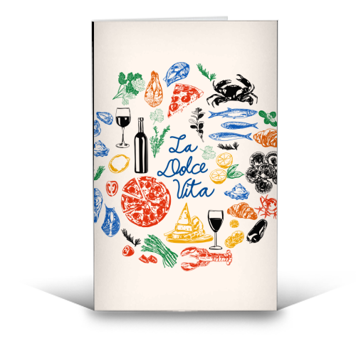 La Dolce Vita Mediterranean Food Illustration - funny greeting card by EZbie
