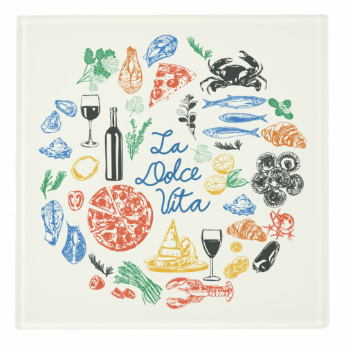 La Dolce Vita Mediterranean Food Illustration - personalised beer coaster by EZbie