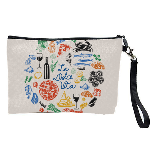 La Dolce Vita Mediterranean Food Illustration - pretty makeup bag by EZbie