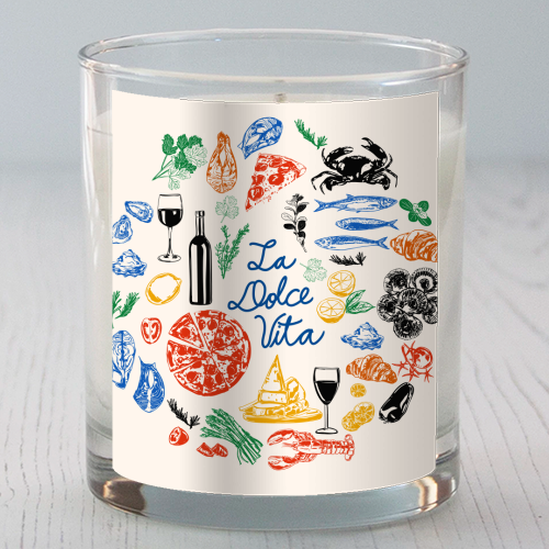 La Dolce Vita Mediterranean Food Illustration - scented candle by EZbie