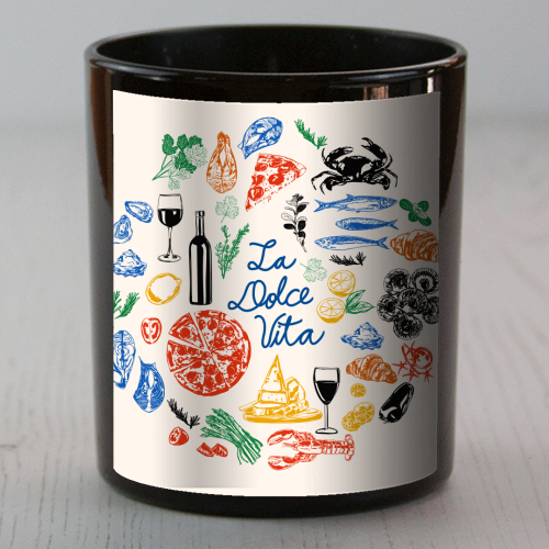 La Dolce Vita Mediterranean Food Illustration - scented candle by EZbie