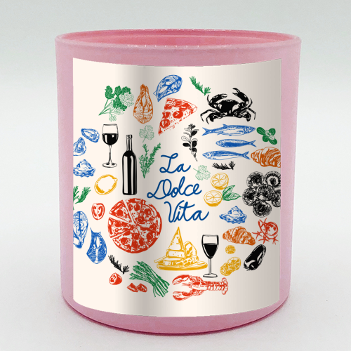 La Dolce Vita Mediterranean Food Illustration - scented candle by EZbie